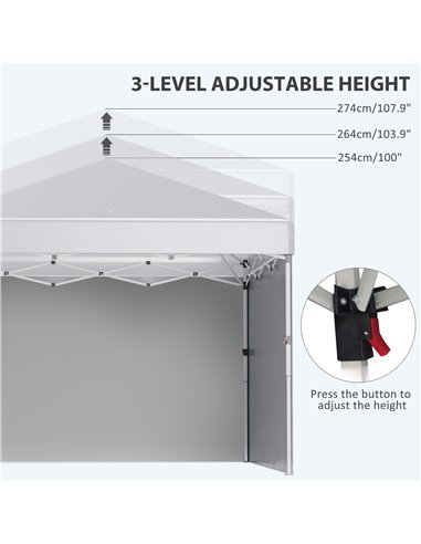 Outsunny 3 x 3 (M) Pop Up Gazebo with 2 Sidewalls, Leg Weight Bags and Carry Bag, Height Adjustable Party Tent Event Shelter for