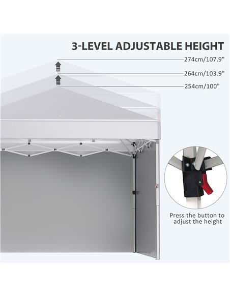 Outsunny 3 x 3 (M) Pop Up Gazebo with 2 Sidewalls, Leg Weight Bags and Carry Bag, Height Adjustable Party Tent Event Shelter for - pic 36035 | FastDaddyshop