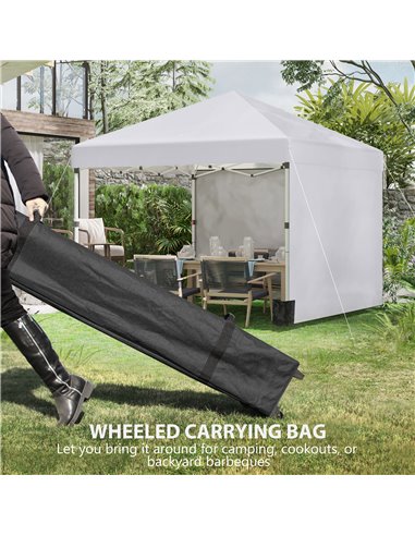 Outsunny 3 x 3 (M) Pop Up Gazebo with 2 Sidewalls, Leg Weight Bags and Carry Bag, Height Adjustable Party Tent Event Shelter for