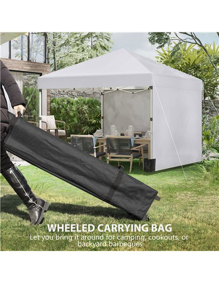 Outsunny 3 x 3 (M) Pop Up Gazebo with 2 Sidewalls, Leg Weight Bags and Carry Bag, Height Adjustable Party Tent Event Shelter for - pic 36037 | FastDaddyshop