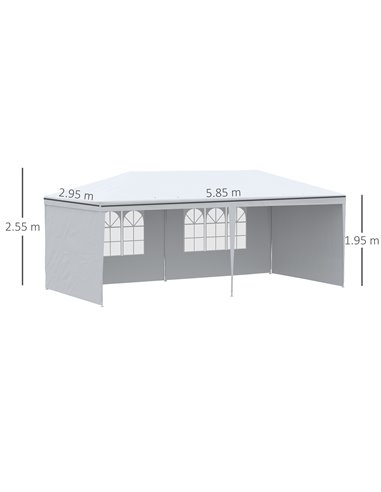 Outsunny 6 x 3 m Party Tent Gazebo Marquee, White 840-062V01WT