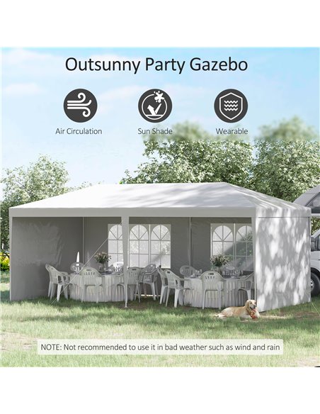 Outsunny 6 x 3 m Party Tent Gazebo Marquee, White 840-062V01WT - pic 36051 | FastDaddyshop