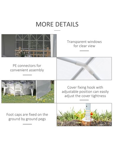Outsunny 6 x 3 m Party Tent Gazebo Marquee Outdoor Patio Canopy Shelter with Windows and Side Panels White 840-062V01WT