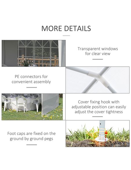 Outsunny 6 x 3 m Party Tent Gazebo Marquee Outdoor Patio Canopy Shelter with Windows and Side Panels White 840-062V01WT - pic 36052 | FastDaddyshop