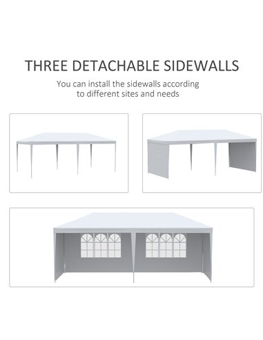Outsunny 6 x 3 m Party Tent Gazebo Marquee Outdoor Patio Canopy Shelter with Windows and Side Panels White 840-062V01WT