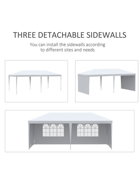 Outsunny 6 x 3 m Party Tent Gazebo Marquee Outdoor Patio Canopy Shelter with Windows and Side Panels White 840-062V01WT - pic 36053 | FastDaddyshop