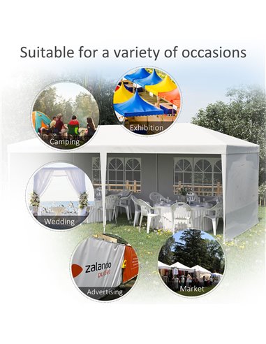 Outsunny 6 x 3 m Party Tent Gazebo Marquee Outdoor Patio Canopy Shelter with Windows and Side Panels White 840-062V01WT