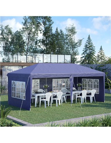 Outsunny 3 x 6m Pop Up Gazebo, Height Adjustable Marquee, Blue 84C-431V00BU