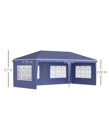 Outsunny 3 x 6m Pop Up Gazebo, Height Adjustable Marquee Party Tent with Sidewalls and Storage Bag, Blue 84C-431V00BU