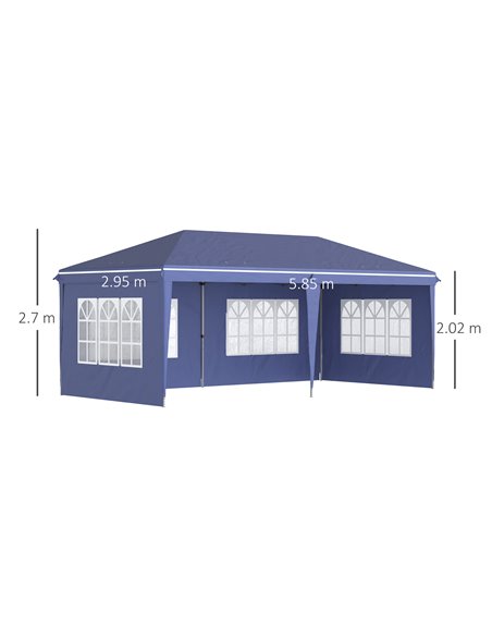 Outsunny 3 x 6m Pop Up Gazebo, Height Adjustable Marquee Party Tent with Sidewalls and Storage Bag, Blue 84C-431V00BU - pic 36059 | FastDaddyshop