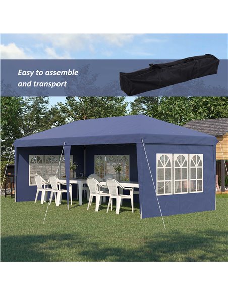 Outsunny 3 x 6m Pop Up Gazebo, Height Adjustable Marquee Party Tent with Sidewalls and Storage Bag, Blue 84C-431V00BU - pic 36060 | FastDaddyshop