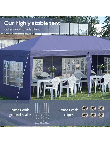 Outsunny 3 x 6m Pop Up Gazebo, Height Adjustable Marquee Party Tent with Sidewalls and Storage Bag, Blue 84C-431V00BU - pic 36061 | FastDaddyshop