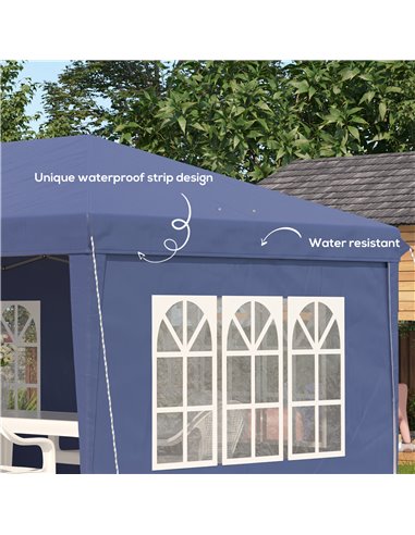 Outsunny 3 x 6m Pop Up Gazebo, Height Adjustable Marquee Party Tent with Sidewalls and Storage Bag, Blue 84C-431V00BU