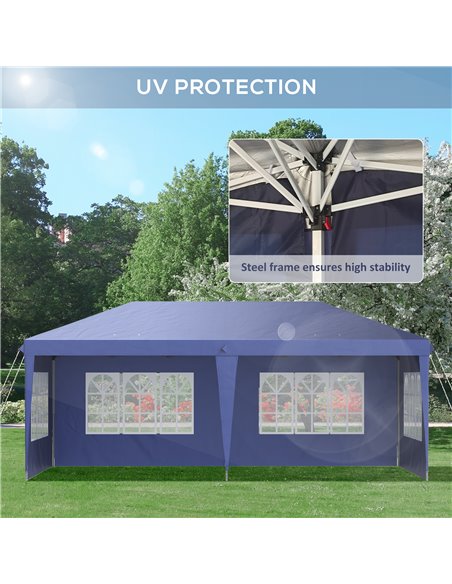 Outsunny 3 x 6m Pop Up Gazebo, Height Adjustable Marquee Party Tent with Sidewalls and Storage Bag, Blue 84C-431V00BU - pic 36063 | FastDaddyshop