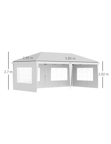 Outsunny 3 x 6m Pop Up Gazebo, Height Adjustable Marquee Party Tent with Sidewalls and Storage Bag, White 84C-431V00WT