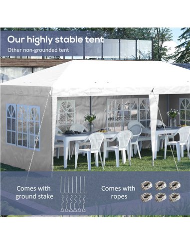 Outsunny 3 x 6m Pop Up Gazebo, Height Adjustable Marquee Party Tent with Sidewalls and Storage Bag, White 84C-431V00WT