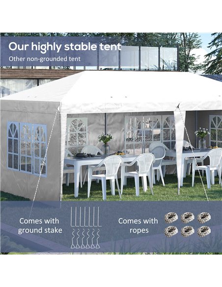 Outsunny 3 x 6m Pop Up Gazebo, Height Adjustable Marquee Party Tent with Sidewalls and Storage Bag, White 84C-431V00WT - pic 36070 | FastDaddyshop