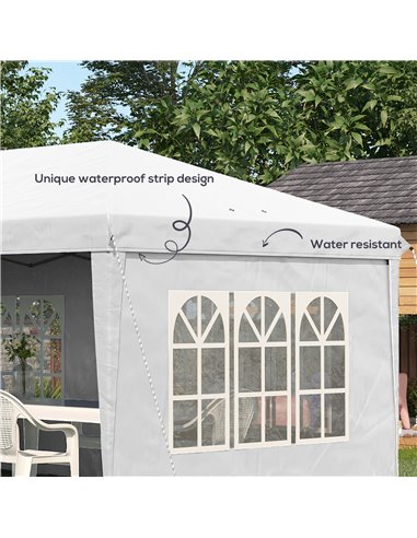 Outsunny 3 x 6m Pop Up Gazebo, Height Adjustable Marquee Party Tent with Sidewalls and Storage Bag, White 84C-431V00WT