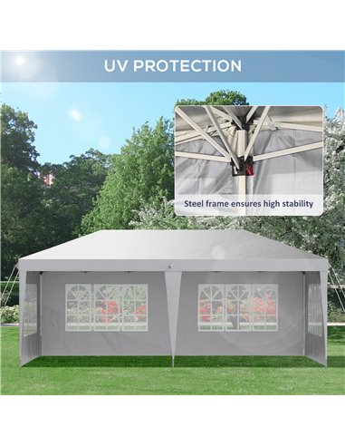 Outsunny 3 x 6m Pop Up Gazebo, Height Adjustable Marquee Party Tent with Sidewalls and Storage Bag, White 84C-431V00WT