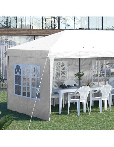 Outsunny 3 x 6m Pop Up Gazebo, Height Adjustable Marquee Party Tent with Sidewalls and Storage Bag, White 84C-431V00WT