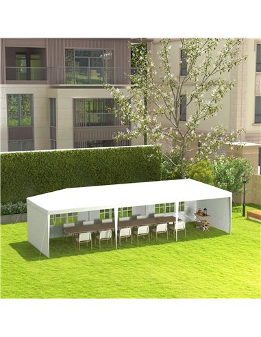 Outsunny 9 x 3m Garden Gazebo Marquee, Wedding Tent Canopy, White 840-063V01WT