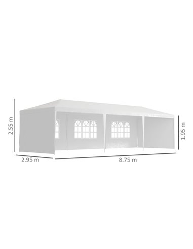 Outsunny 9 x 3m Garden Gazebo Marquee, Wedding Tent Canopy, White 840-063V01WT