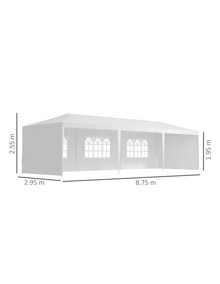 Outsunny 9 x 3m Garden Gazebo Marquee, Wedding Tent Canopy, White 840-063V01WT - pic 36077 | FastDaddyshop