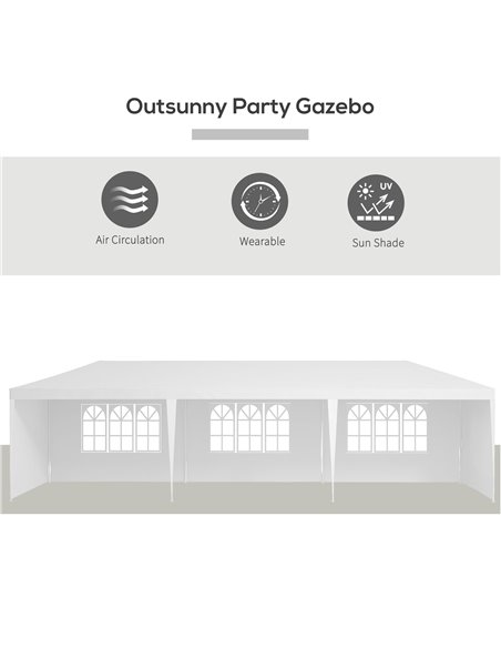 Outsunny 9 x 3m Garden Gazebo Marquee Party Wedding Tent Canopy - White 840-063V01WT - pic 36078 | FastDaddyshop