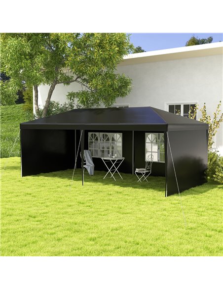 Outsunny 6 x 3 m Party Tent Gazebo Marquee Outdoor Patio Canopy Shelter with Windows and Side Panels, Black 840-062V01BK - pic 36085 | FastDaddyshop