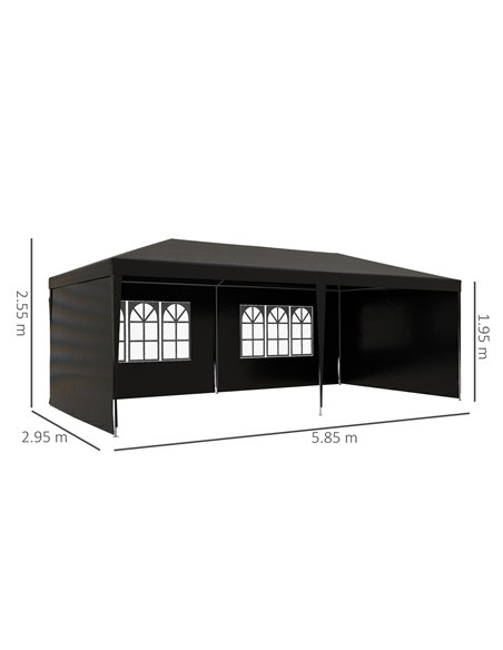 Outsunny 6 x 3 m Party Tent Gazebo Marquee Outdoor Patio Canopy Shelter with Windows and Side Panels, Black 840-062V01BK - pic 36086 | FastDaddyshop