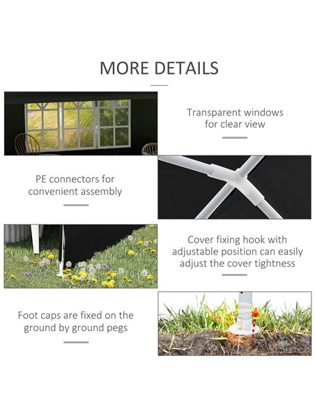 Outsunny 6 x 3 m Party Tent Gazebo Marquee Outdoor Patio Canopy Shelter with Windows and Side Panels, Black 840-062V01BK - pic 36088 | FastDaddyshop