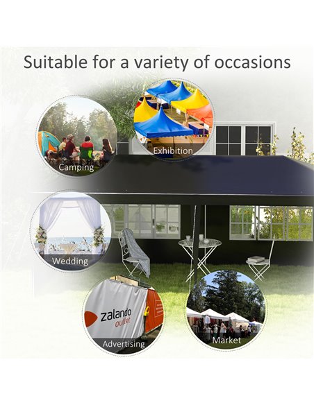 Outsunny 6 x 3 m Party Tent Gazebo Marquee Outdoor Patio Canopy Shelter with Windows and Side Panels, Black 840-062V01BK - pic 36090 | FastDaddyshop