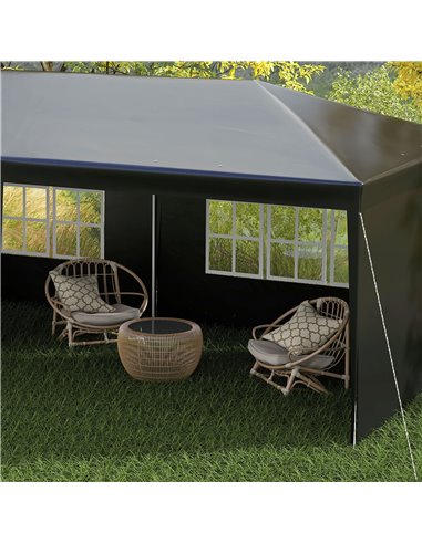 Outsunny 6 x 3 m Party Tent Gazebo Marquee Outdoor Patio Canopy Shelter with Windows and Side Panels, Black 840-062V01BK