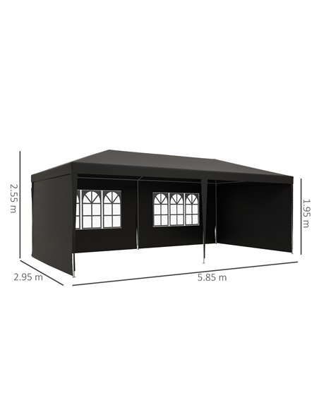 Outsunny 6 x 3 m Party Tent Gazebo Marquee Outdoor Patio Canopy Shelter with Windows and Side Panels, Dark Grey 840-062V01CG - pic 36095 | FastDaddyshop