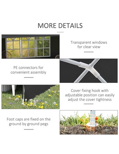 Outsunny 6 x 3 m Party Tent Gazebo Marquee Outdoor Patio Canopy Shelter with Windows and Side Panels, Dark Grey 840-062V01CG