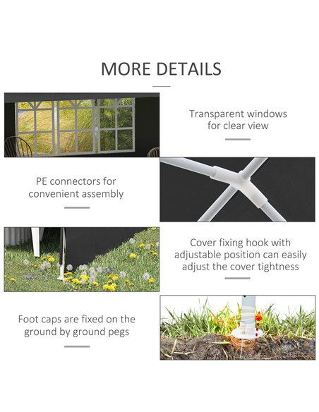 Outsunny 6 x 3 m Party Tent Gazebo Marquee Outdoor Patio Canopy Shelter with Windows and Side Panels, Dark Grey 840-062V01CG - pic 36097 | FastDaddyshop