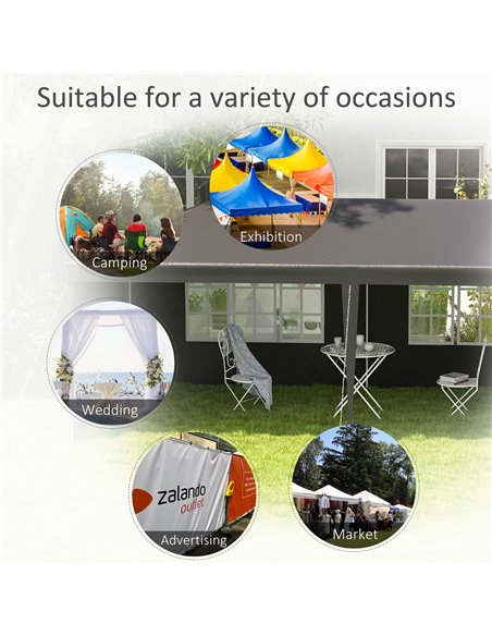 Outsunny 6 x 3 m Party Tent Gazebo Marquee Outdoor Patio Canopy Shelter with Windows and Side Panels, Dark Grey 840-062V01CG - pic 36099 | FastDaddyshop