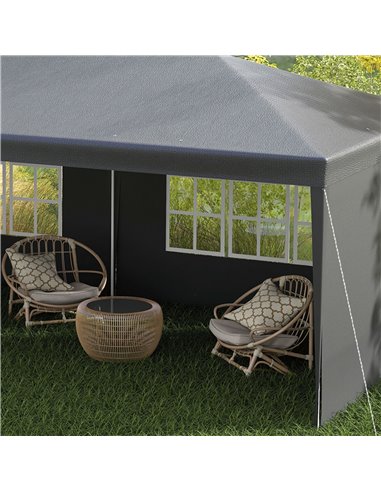 Outsunny 6 x 3 m Party Tent Gazebo Marquee Outdoor Patio Canopy Shelter with Windows and Side Panels, Dark Grey 840-062V01CG