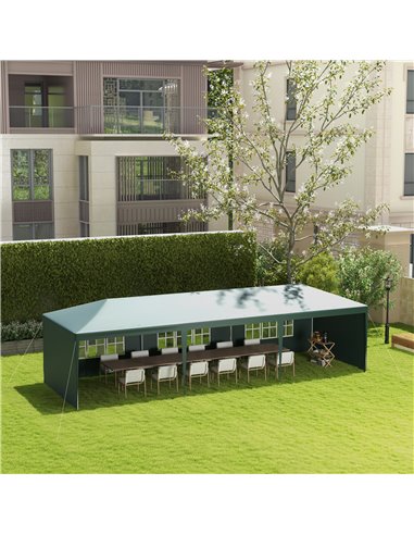 Outsunny 9 x 3 m Garden Gazebo Marquee Party Wedding Tent Canopy, Green 840-063V01GN