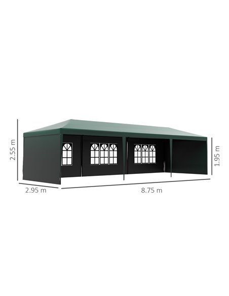 Outsunny 9 x 3 m Garden Gazebo Marquee Party Wedding Tent Canopy, Green 840-063V01GN - pic 36104 | FastDaddyshop