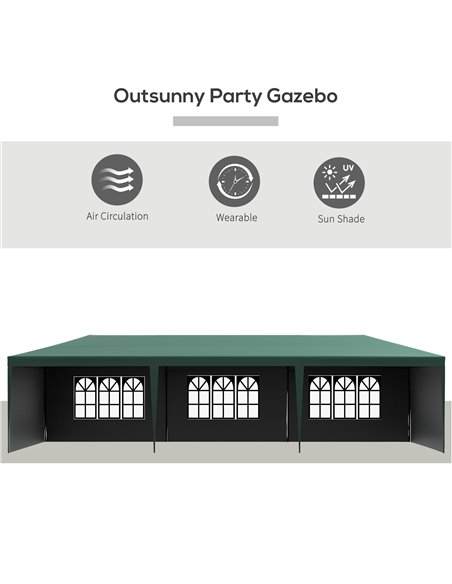 Outsunny 9 x 3 m Garden Gazebo Marquee Party Wedding Tent Canopy, Green 840-063V01GN - pic 36105 | FastDaddyshop