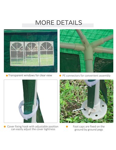 Outsunny 9 x 3 m Garden Gazebo Marquee Party Wedding Tent Canopy, Green 840-063V01GN
