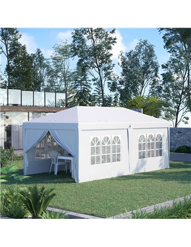 Outsunny 3 x 6 m Pop Up Gazebo with Sides and Windows, White 84C-425V01WT