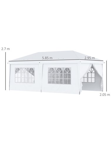 Outsunny 3 x 6 m Pop Up Gazebo with Sides and Windows, White 84C-425V01WT