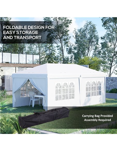 Outsunny 3 x 6 m Pop Up Gazebo with Sides and Windows, White 84C-425V01WT - pic 36115 | FastDaddyshop