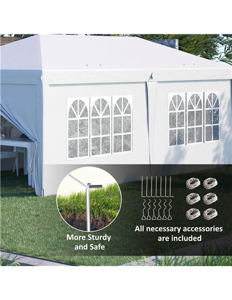 Outsunny 3 x 6 m Pop Up Gazebo with Sides and Windows, Height Adjustable Party Tent with Storage Bag for Garden, Camping, Event, - pic 36116 | FastDaddyshop