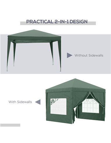 Outsunny 3 x 3m Pop Up Gazebo, Wedding Party Canopy Tent Marquee with Carry Bag and Windows, Green 84C-430V00GN