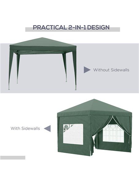 Outsunny 3 x 3m Pop Up Gazebo, Wedding Party Canopy Tent Marquee with Carry Bag and Windows, Green 84C-430V00GN - pic 36132 | FastDaddyshop