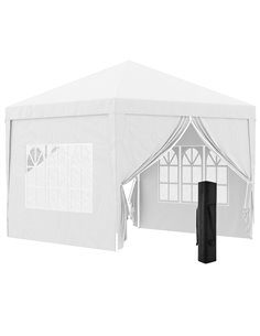 Outsunny 3 x 3m Pop Up Gazebo, Wedding Party Canopy Tent Marquee, White 84C-430V00WT