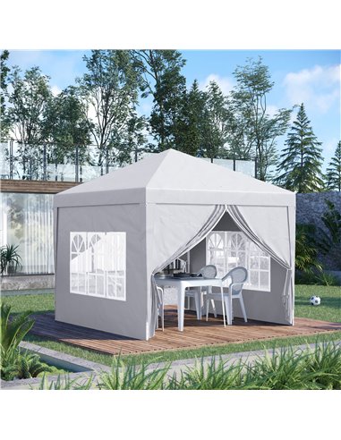 Outsunny 3 x 3m Pop Up Gazebo, Wedding Party Canopy Tent Marquee with Carry Bag and Windows, White 84C-430V00WT